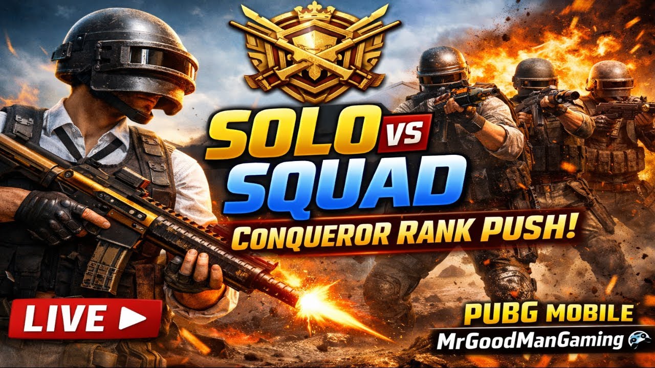 🔥 Solo vs Squad Conqueror Rank Push | PUBG Mobile Live | MrGoodManGaming