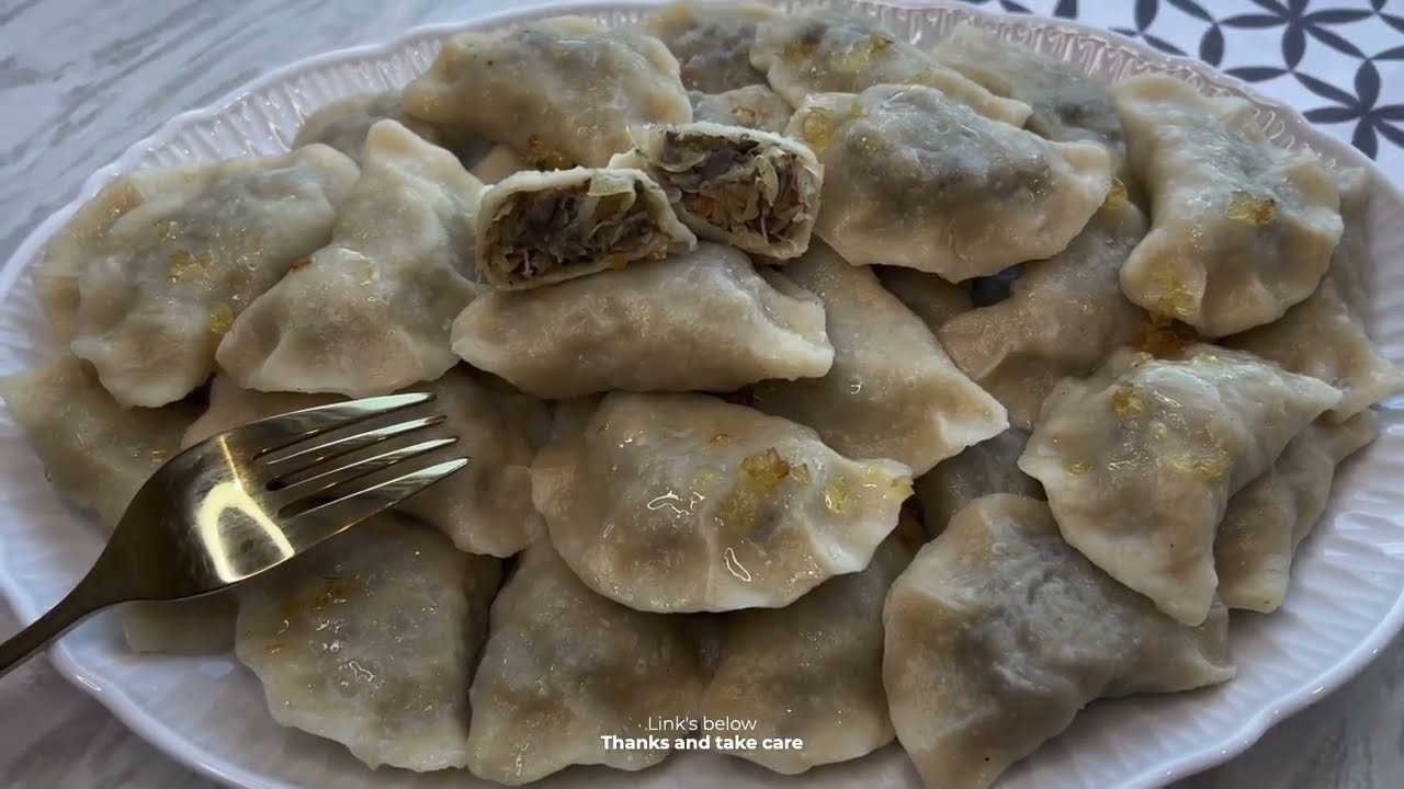 Pierogi with cabbage and mushrooms