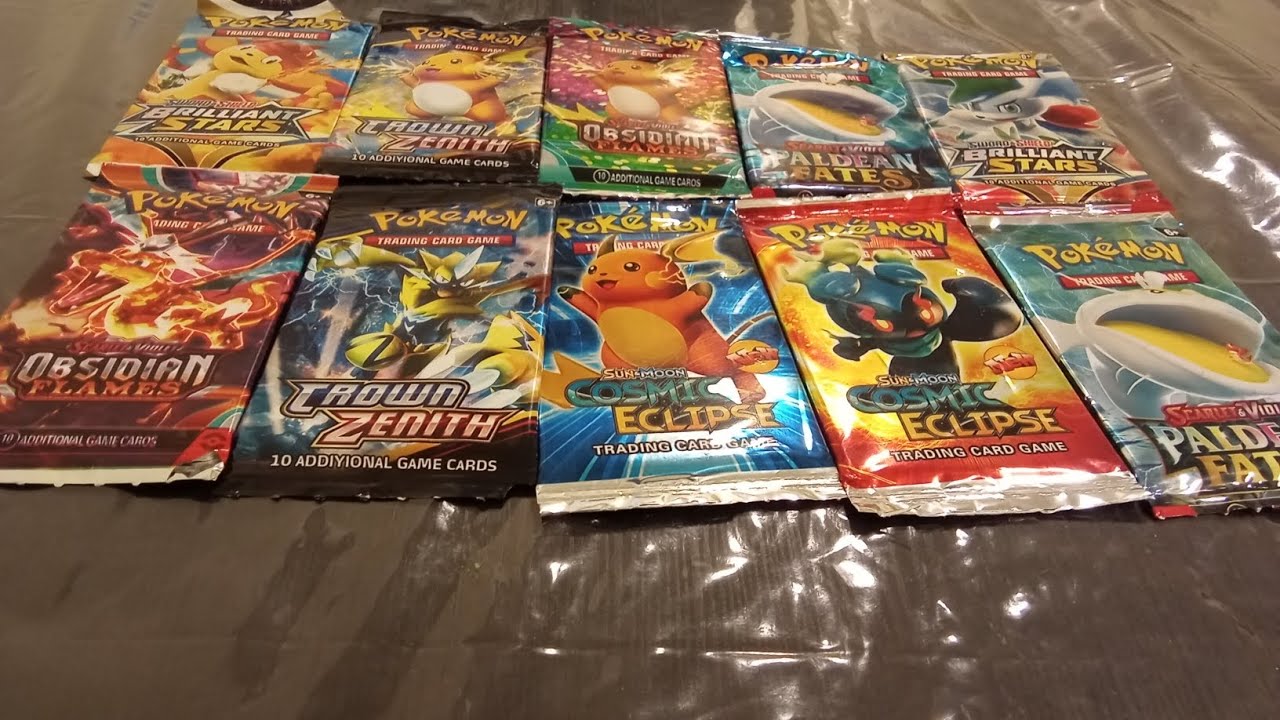 Opening 10 different pokemon packs