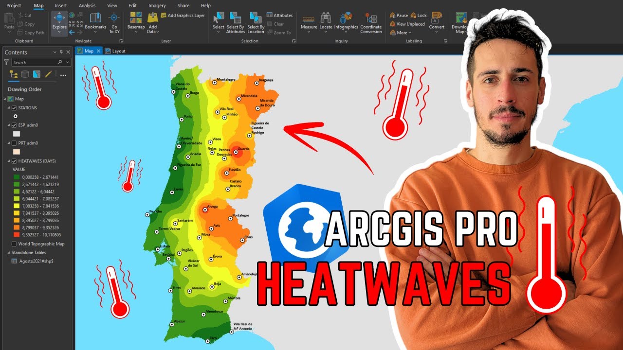 HOW TO REPRESENT HEAT WAVES USING ARCGIS PRO - IDW FOR CLIMATE AND TEMPERATURE MAPS - GIS TUTORIALS