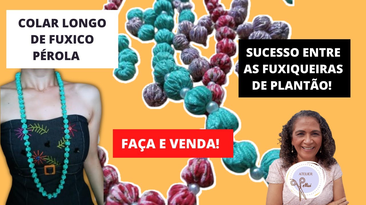 APRENDA  A FAZER ESSE INCRÍVEL COLAR DE FUXICO PÉROLA!!