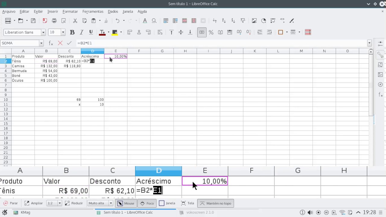 LIBREOFFICE CALC - PORCENTAGEM