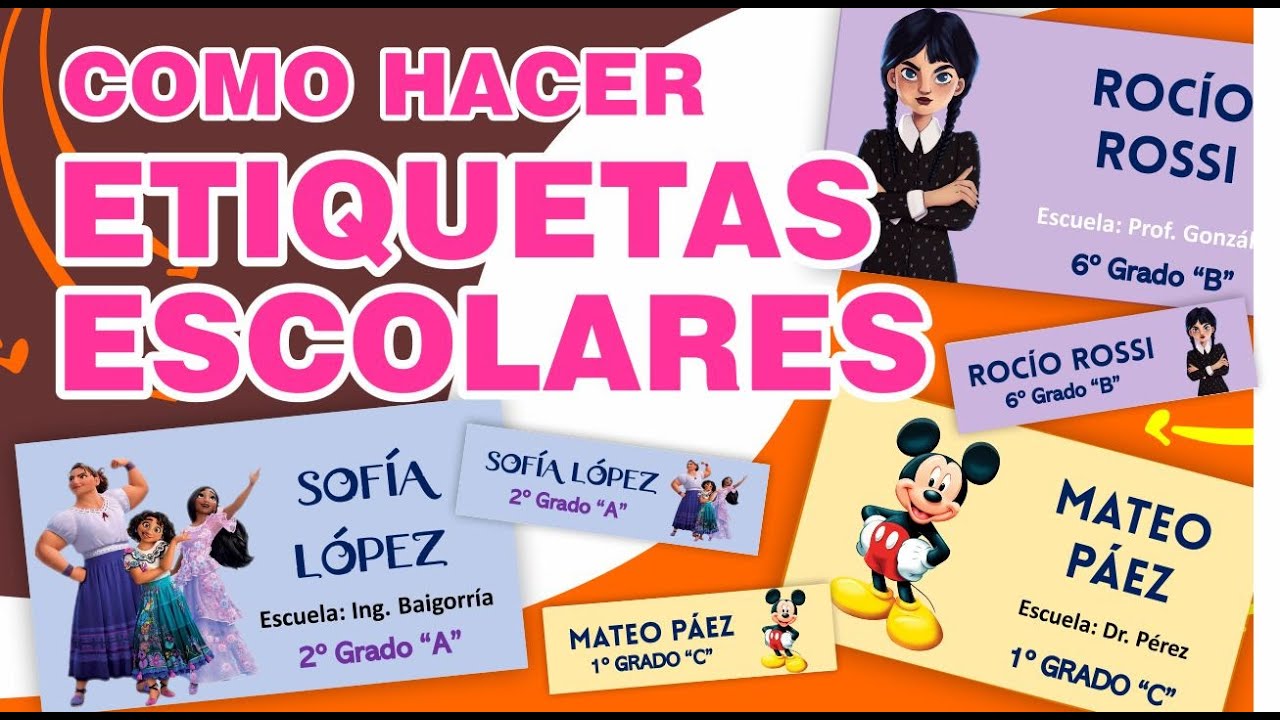 📌 ¡Cómo hacer ETIQUETAS ESCOLARES autoadhesivas! en PowerPoint! Rótulos y Stickers para lápices!!