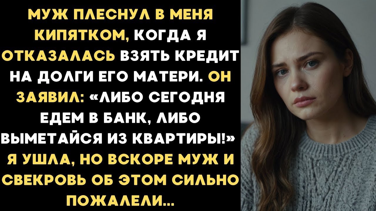 Муж плеснул в меня кипятком, потому что я отказалась брать кредит на себя для свекрови. Я ушла, но