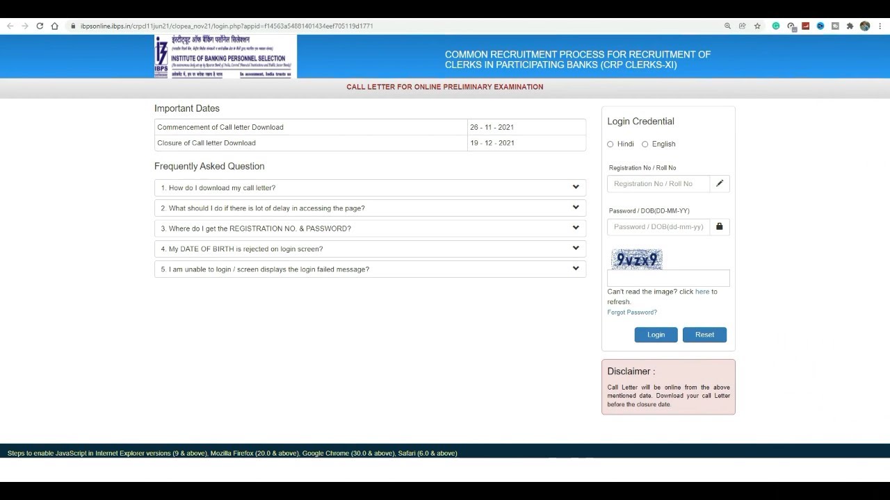 IBPS CLERK PRE 2021 ADMIT CARD OUT