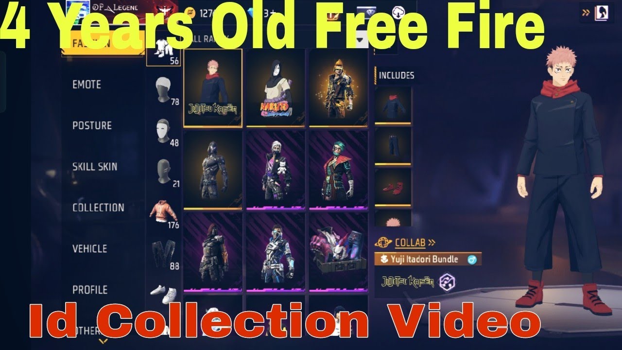 4 Years Old Free Fire || Id Collection Video ||