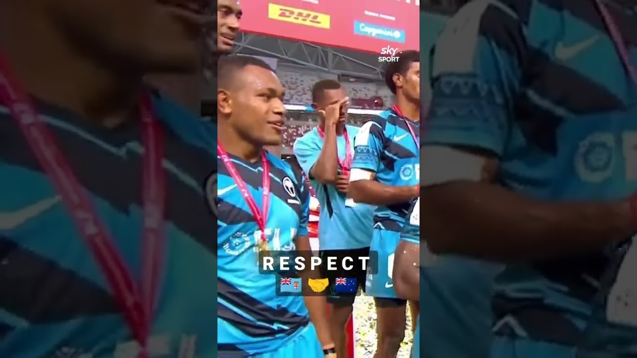 A beautiful display of sportsmanship with #Fiji7s inviting #AllBlacks7s' team to celebrate with them