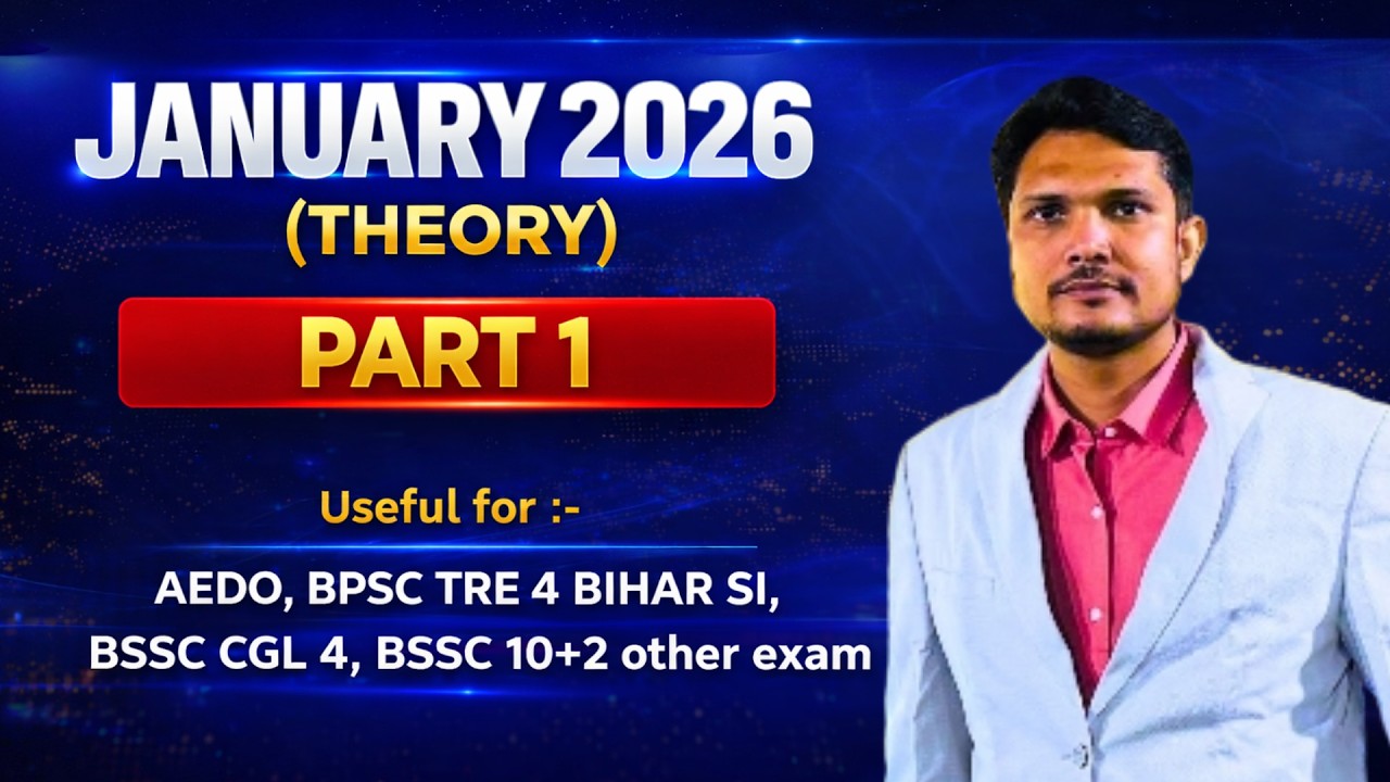 January 2026 Current Affairs (Theory) | Part 1 | BPSC TRE 4, Bihar SI, BSSC CGL 4, AEDO