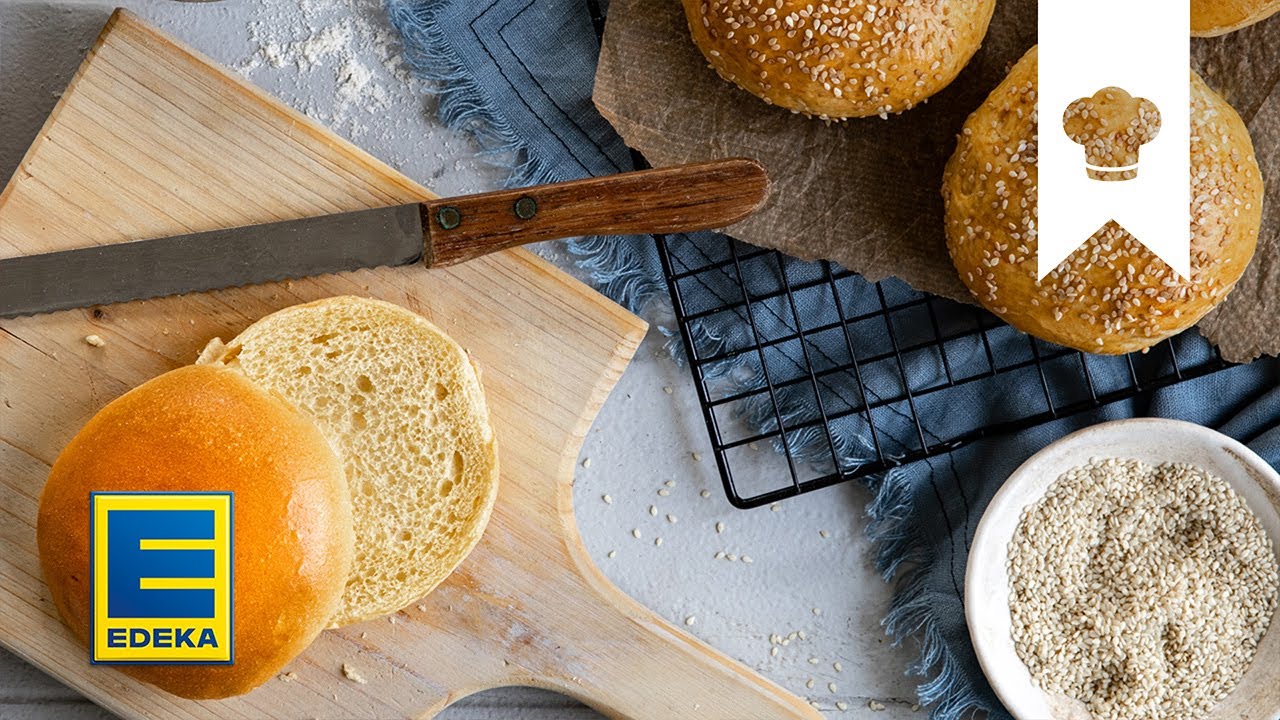 Burger Buns selber machen | Rezept f&uuml;r Brioche Burger-Br&ouml;tchen mit Sesam-Topping  | EDEKA
