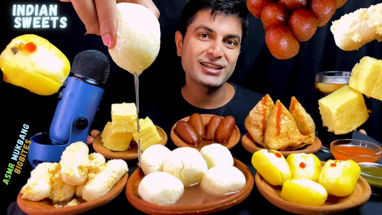 RASGULLA,MALAI CHAM CHAM,CHAMPAKALI,KALAKAND,GULAB JAMUN INDIAN SWEET ASMR MUKBANG SAMOSA STREETFOOD