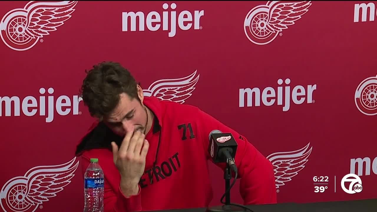 Dylan Larkin gets emotional while discussing Tyler Bertuzzi trade