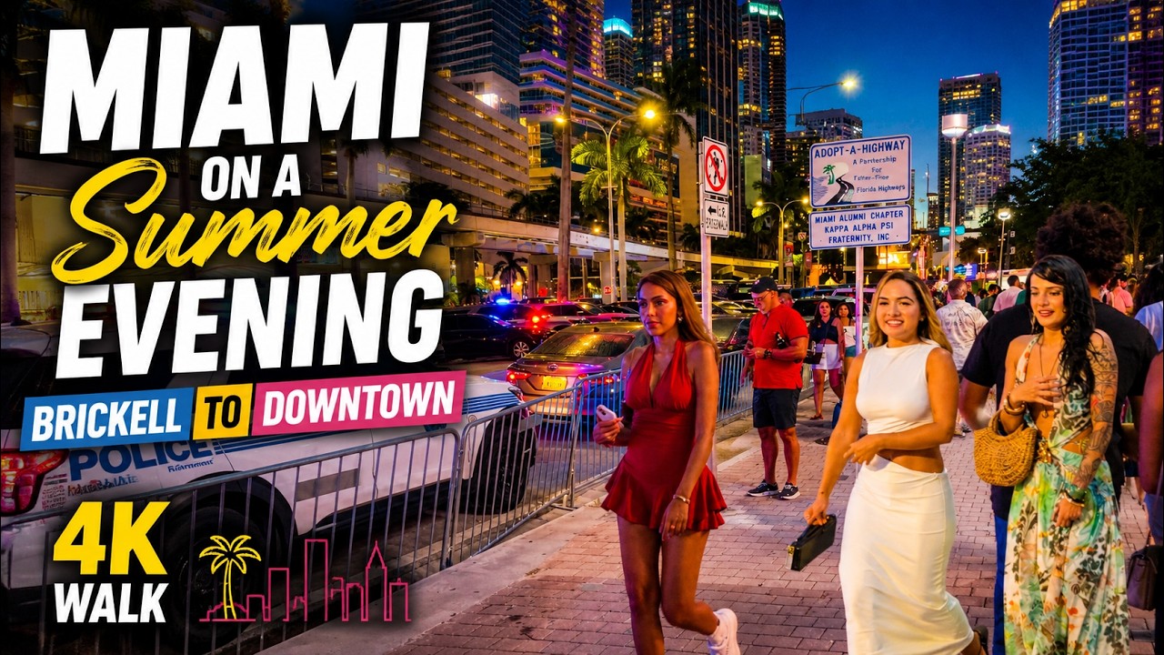 This Is Miami on a Summer Evening 🌴 | Brickell to Downtown 4K Walk