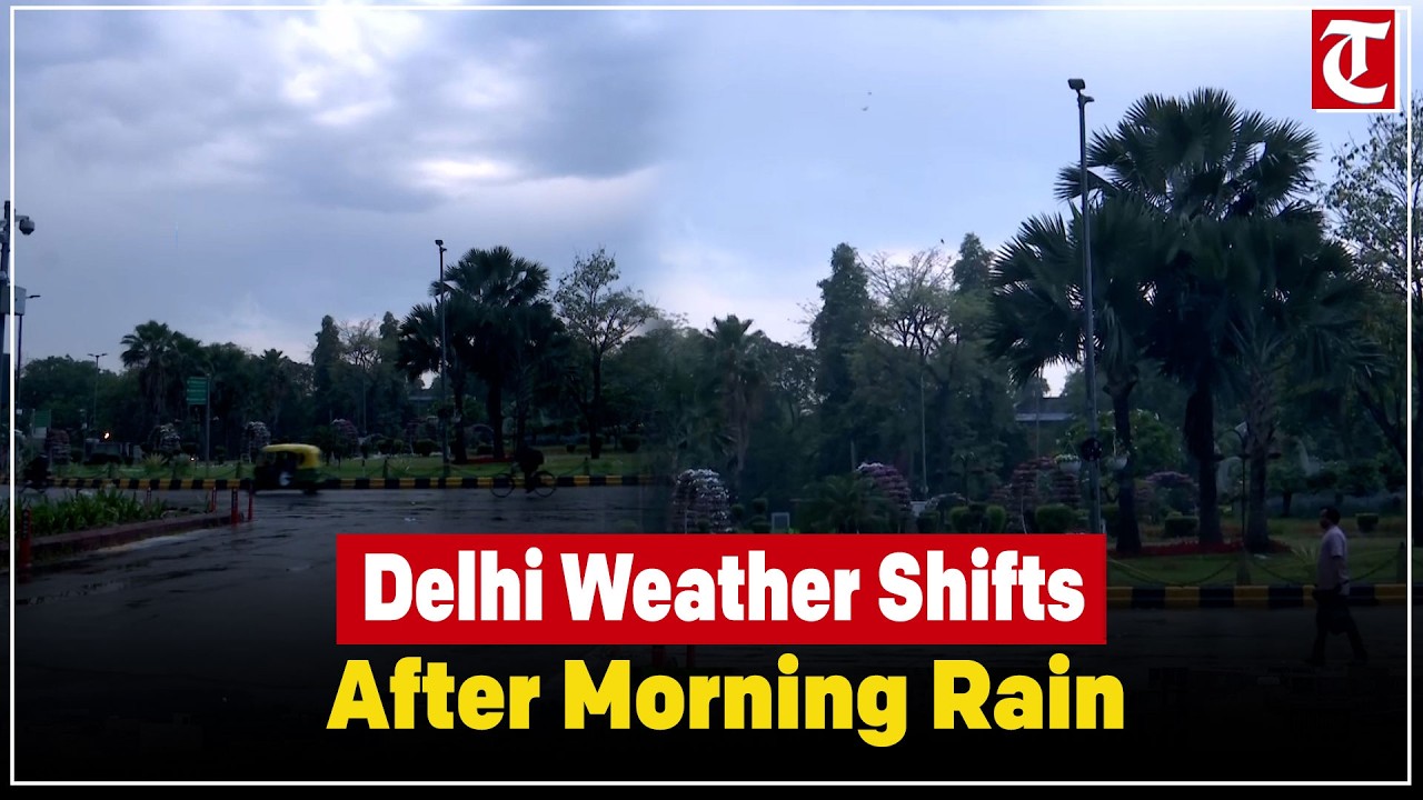 Weather shifts in Delhi after morning rain, bringing cooler temperatures and cloudy skies