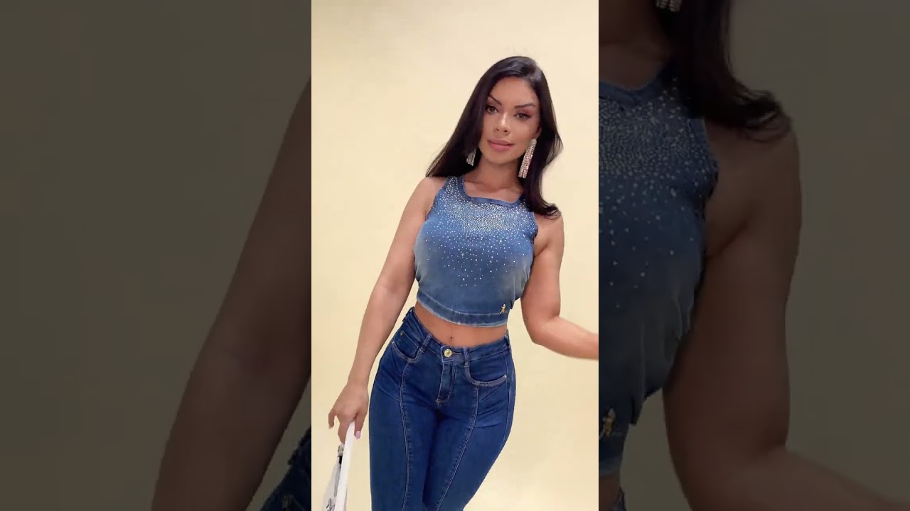 CROPPED JEANS MODELADOR COM PONTOS DE LUZ