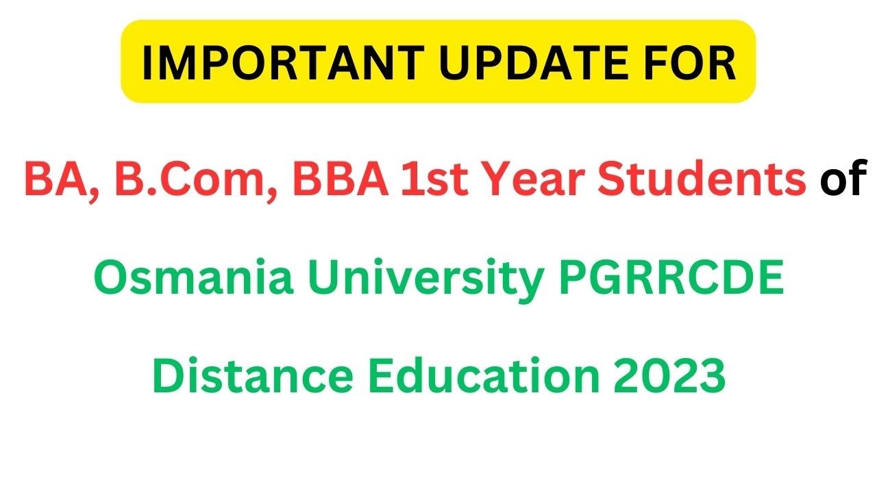 Complete Guide to Osmania University PGRRCDE Distance Education Assignments for 2023 #easyadmissions