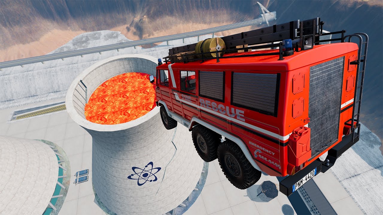 Random Cars Jumping Into HOT LAVA #3  - BeamNG.Drive