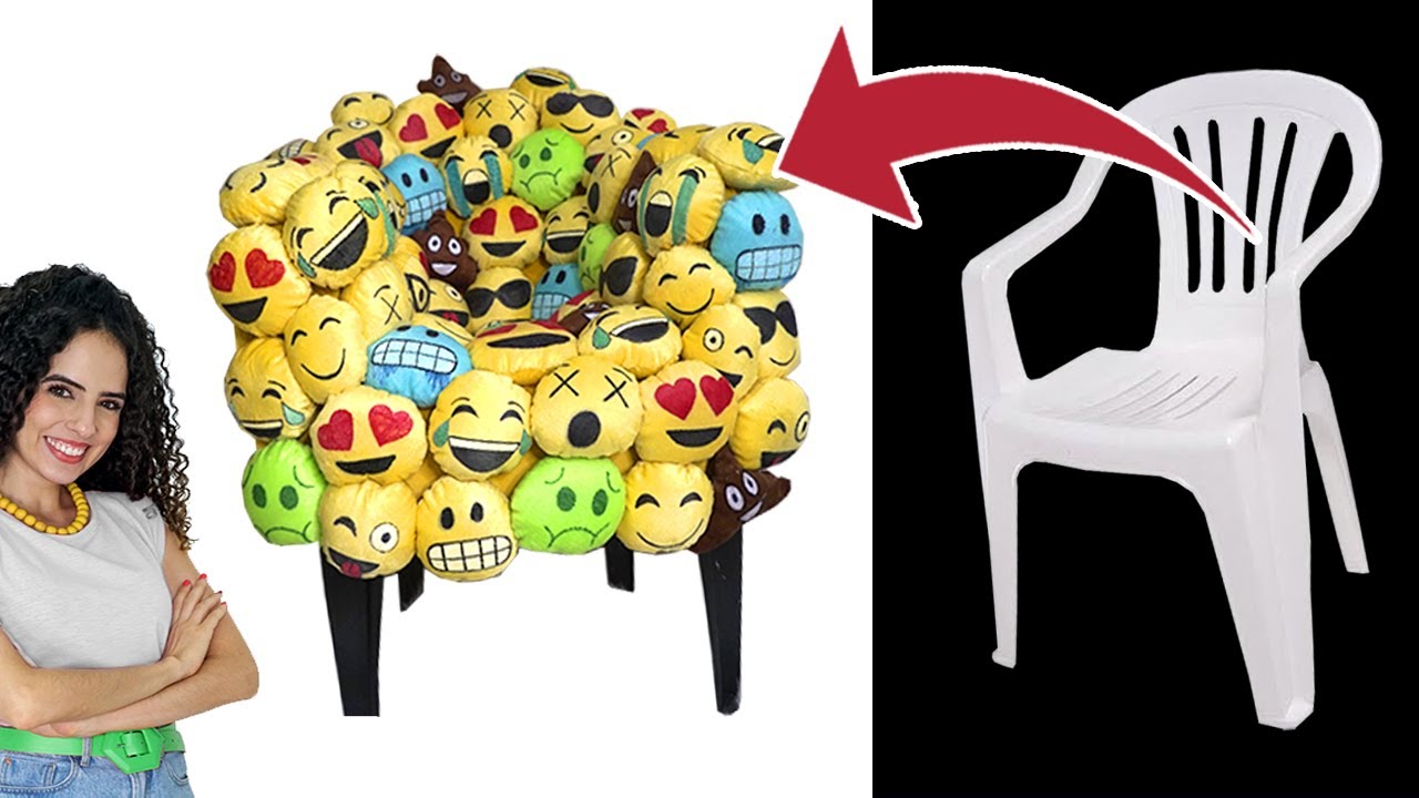 TRANSFORMÉ UNA SILLA PLASTICA EN UNA SILLA EMOJI PELUCHE | Paula Stephânia