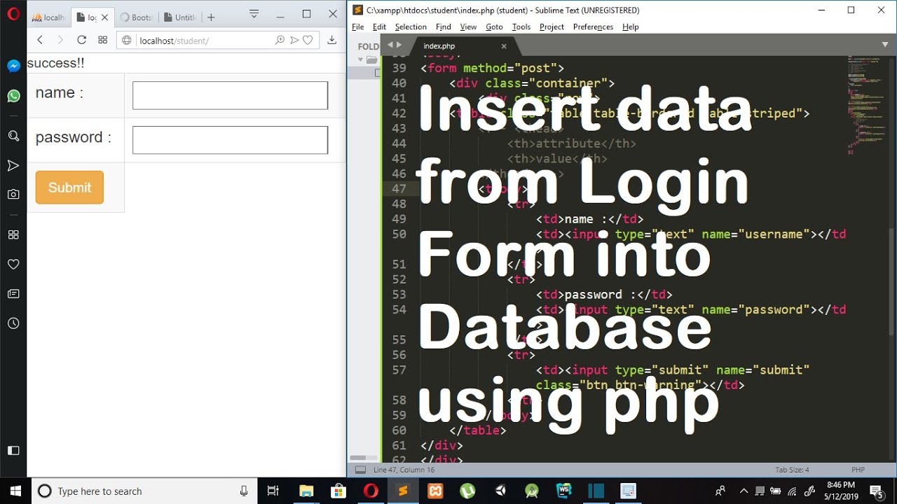 Insert data into database which is coming from 