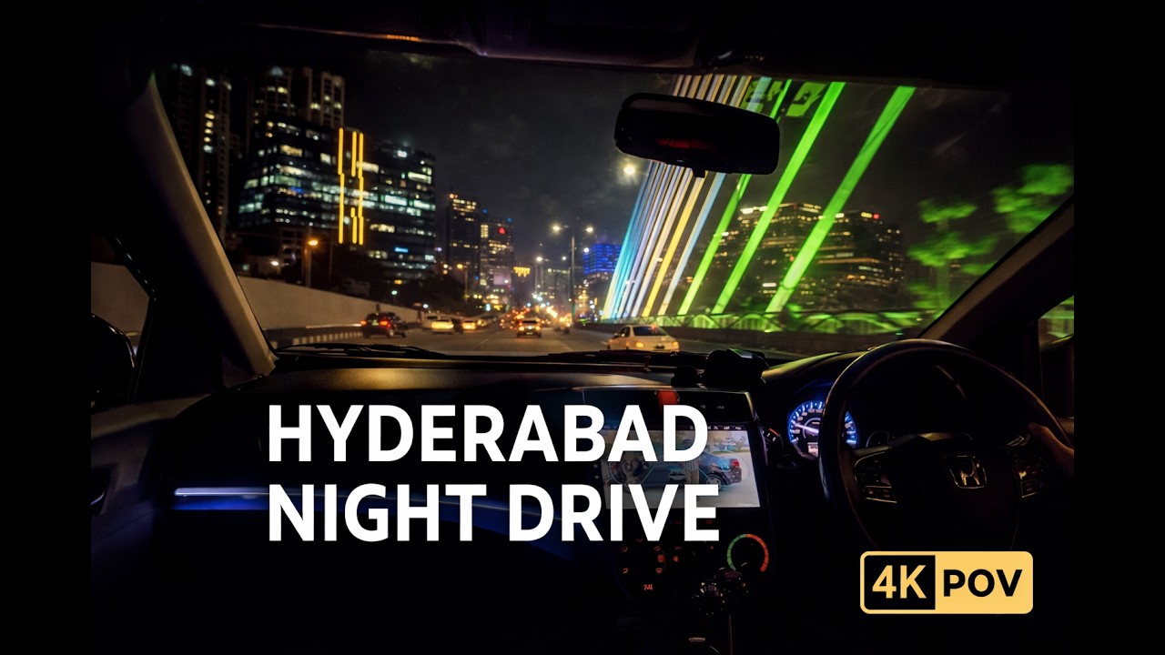 Hyderabad Night Drive in Honda City 4K | POV Raw City Lights | Cable Bridge | Knowledge City 🌃🚗