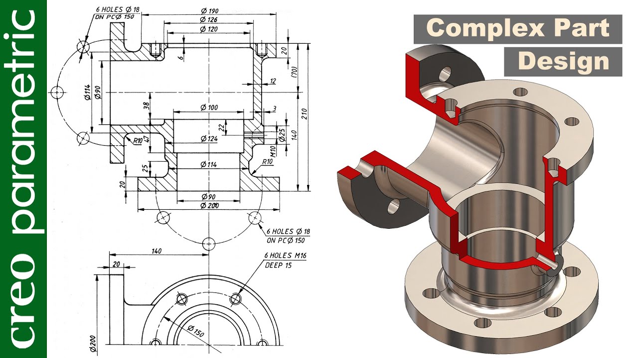 Complex part design - Non return valve in Creo Parametric