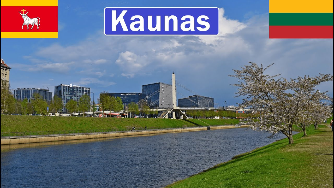 Lithuania, Kaunas walking tour in city centre [4K]