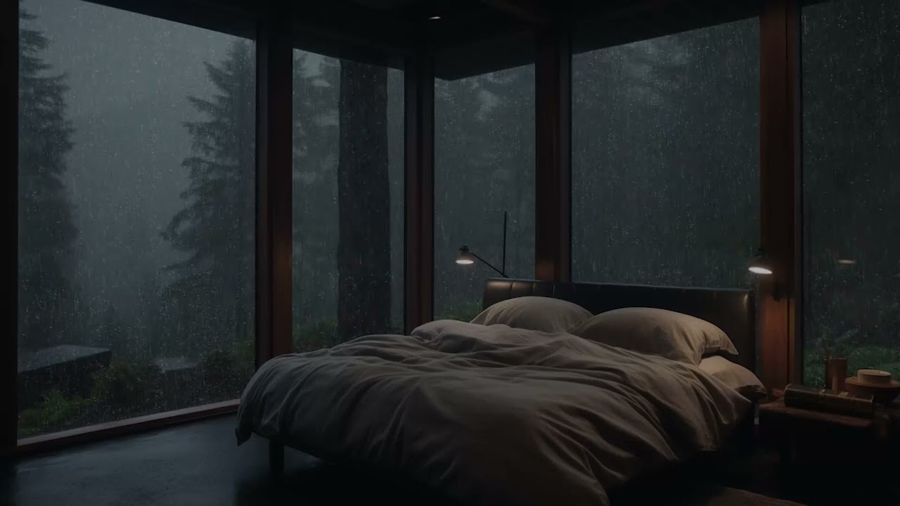 Rain Falling Gently On The Window Of A Warm Room | Serene Soundscape for Relaxation