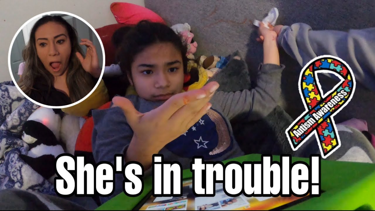 Autistic non verbal girl in trouble! **she did this** | Autism life with Ashy