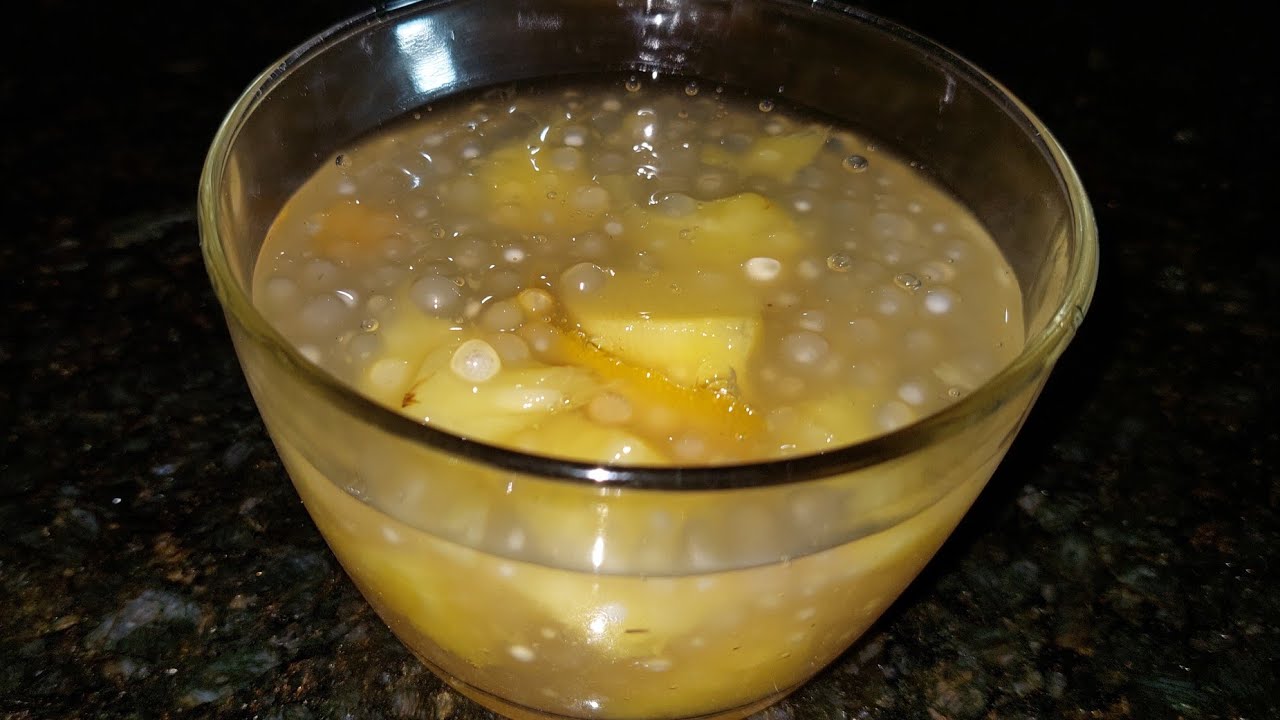 Sagu de abacaxi com a fruta inatura ساغو الأناناس  pineapple sago