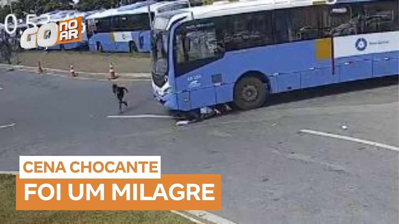 Ônibus atropela avô e netos em rotatória de Senador Canedo (GO)