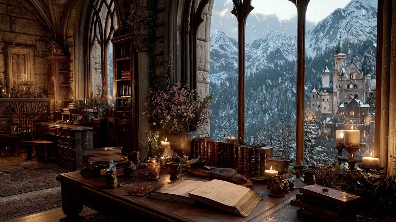 Warm Winter Night in a Quiet Snowy House | Relaxing Fireplace Ambience for Sleep and Comfort