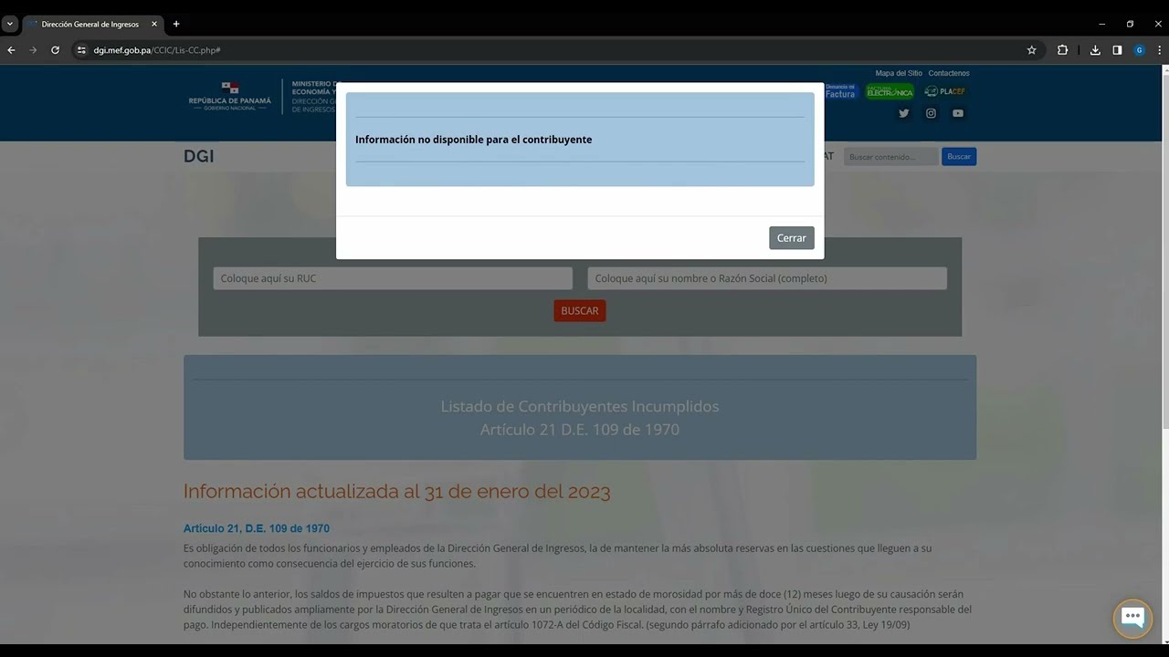 Consulta de Verificaci&oacute;n de Cumplimiento Tributario