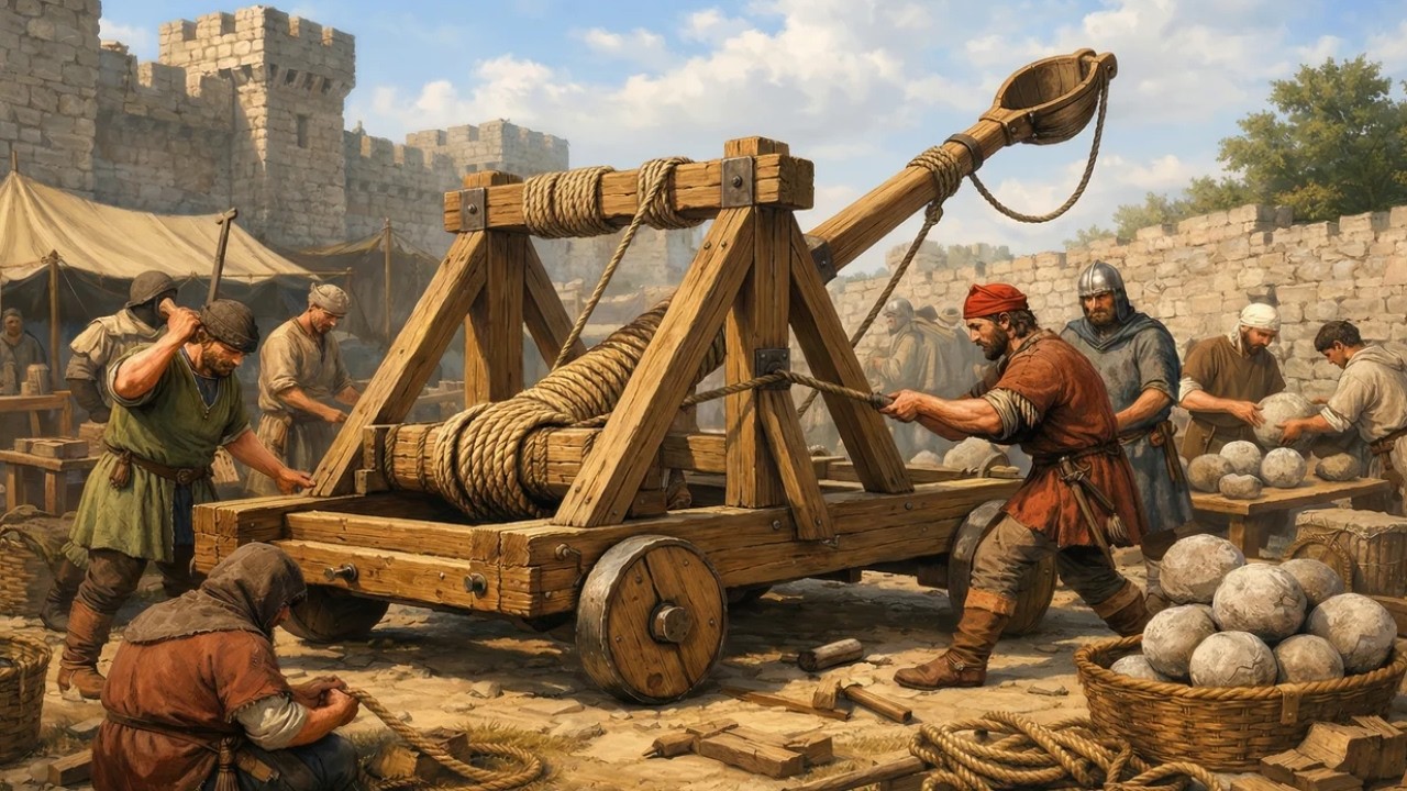 Inside Medieval Onager Logic: The Catapult Built on Twisted Force (Full Process)