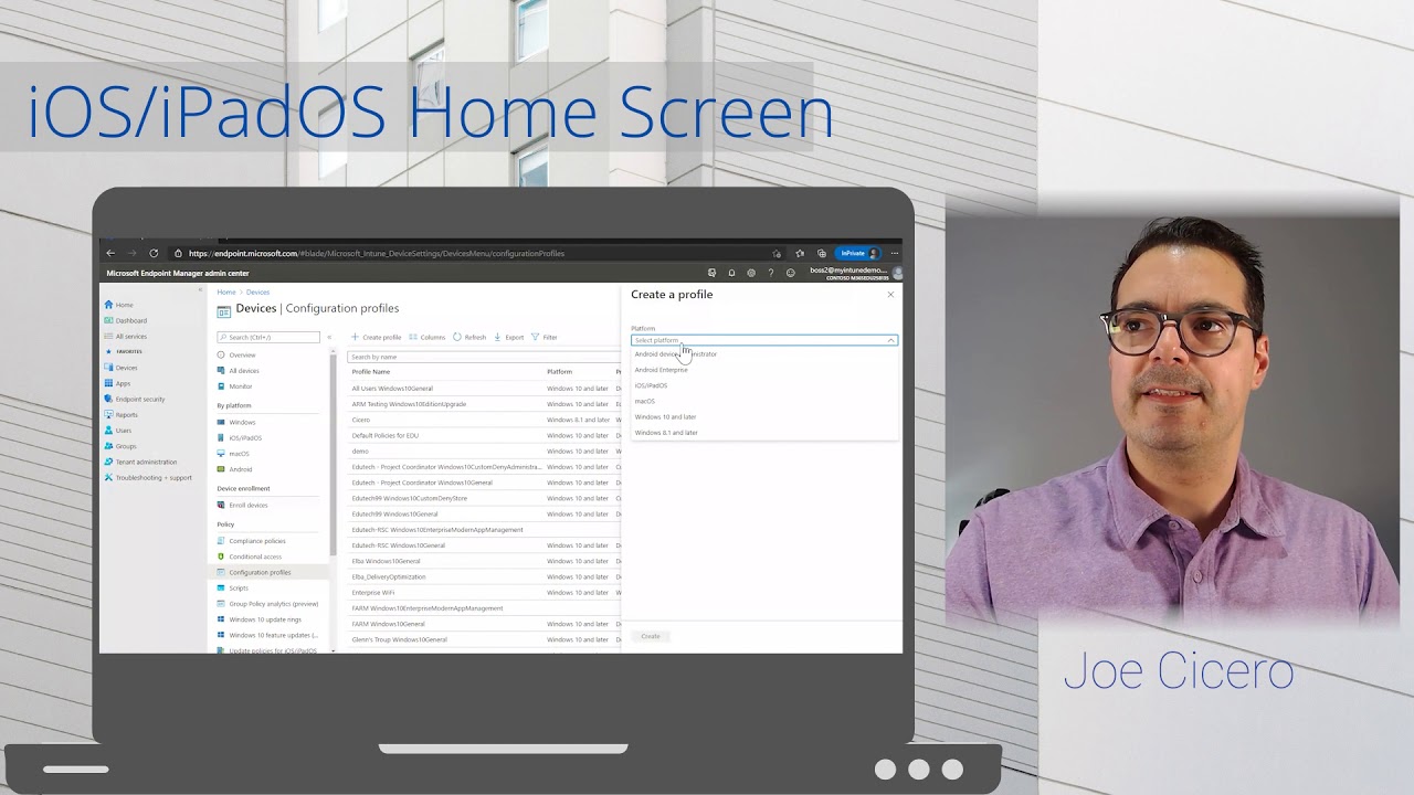 iPadOS iOS Home Screen via Microsoft Endpoint Manager