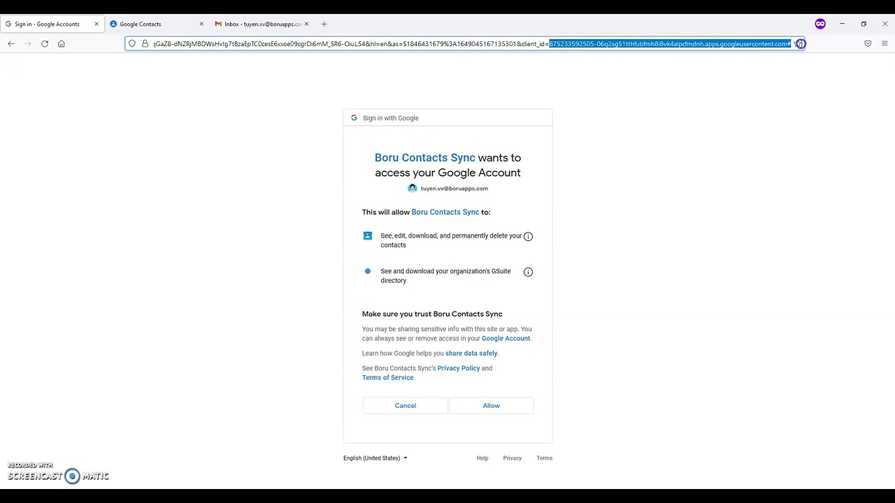 Vtiger contact sync with Google contacts v2.1