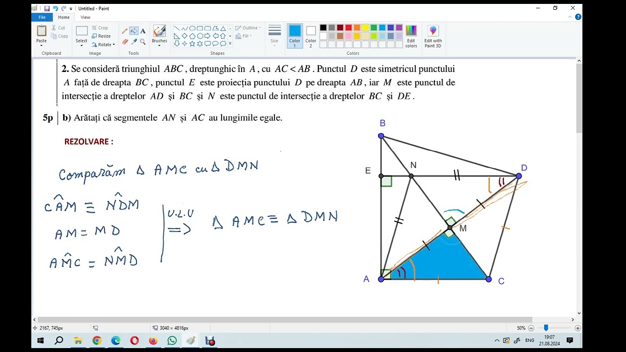 Titularizare Matematică 2024 - Rezolvarea subiectului de geometrie