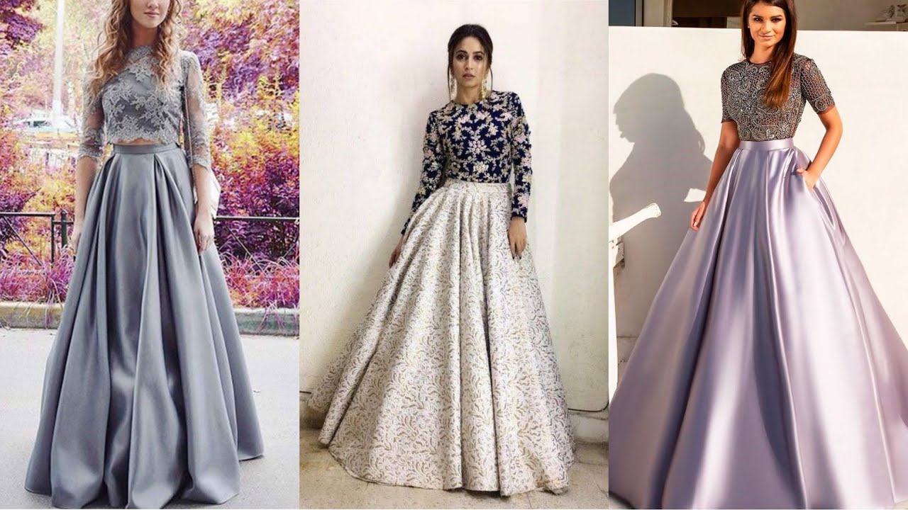 Beautiful party wear long skirts with blouse || latest long crop tops || party wear lehnga for girls