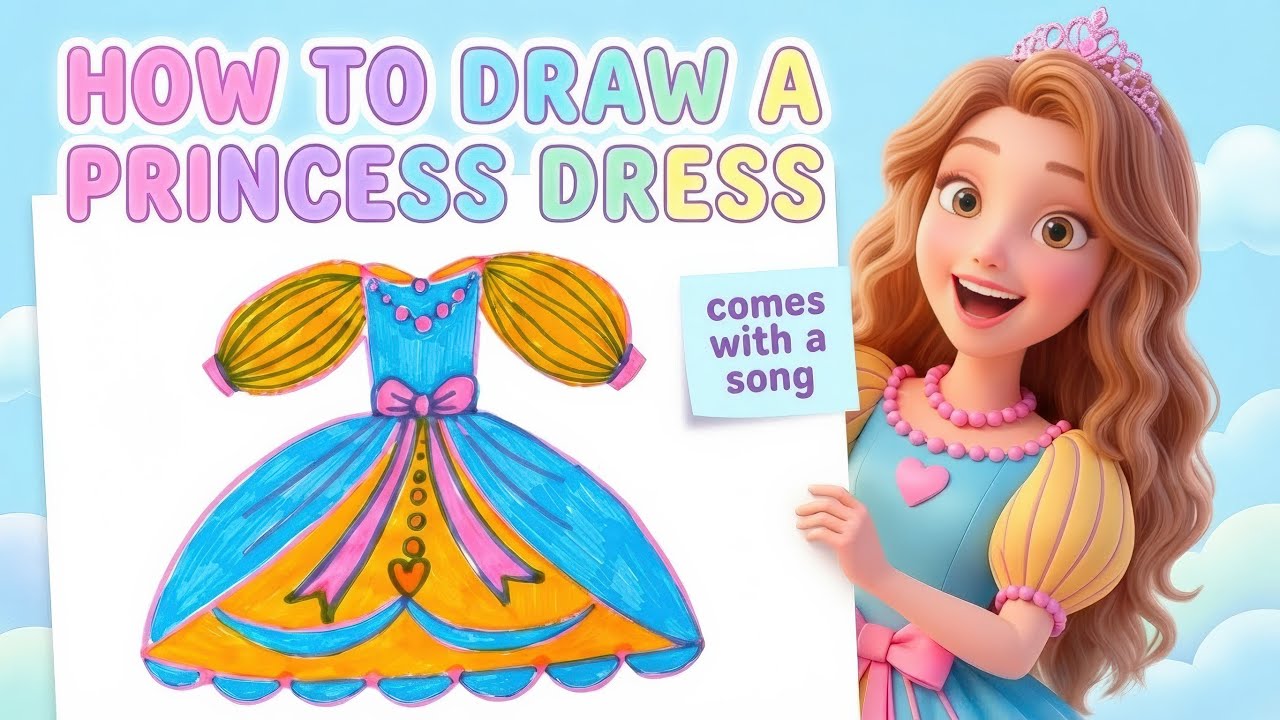 How to Draw a Princess Dress | Draw and Sing with Princess Luma