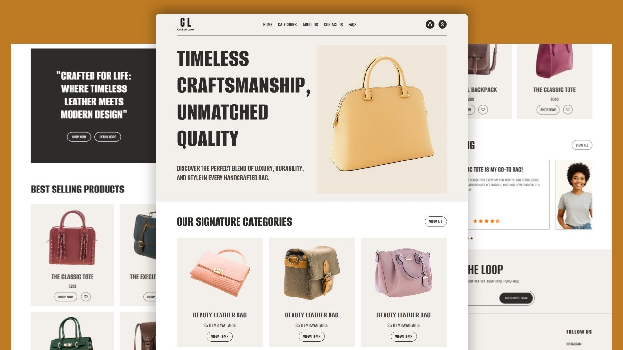 Responsive Bags Store Website Using HTML CSS And JavaScript