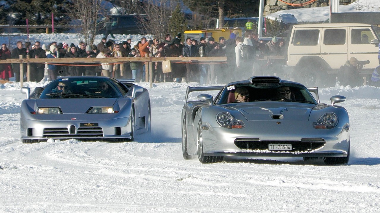Mate Rimac driving the 1994 Bugatti EB110 SS on a FROZEN lake!