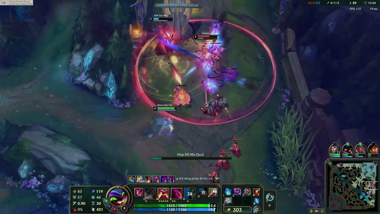 Shaco AP rừng vs Nocturne | Samira ăn 30 mạng cũng không làm gì được 1 clone