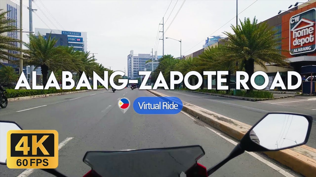 Virtual Ride:  Alabang Zapote Road  Las Pinas to Muntinlupa  #MotoVlog #4K