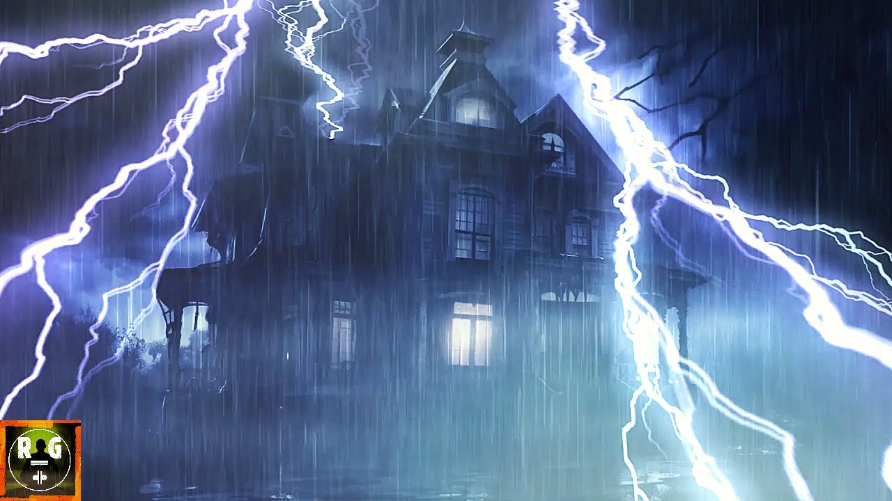 Сильные шумы грозы для мгновенного сна, с проливным дождем, интенсивным громом и молнией