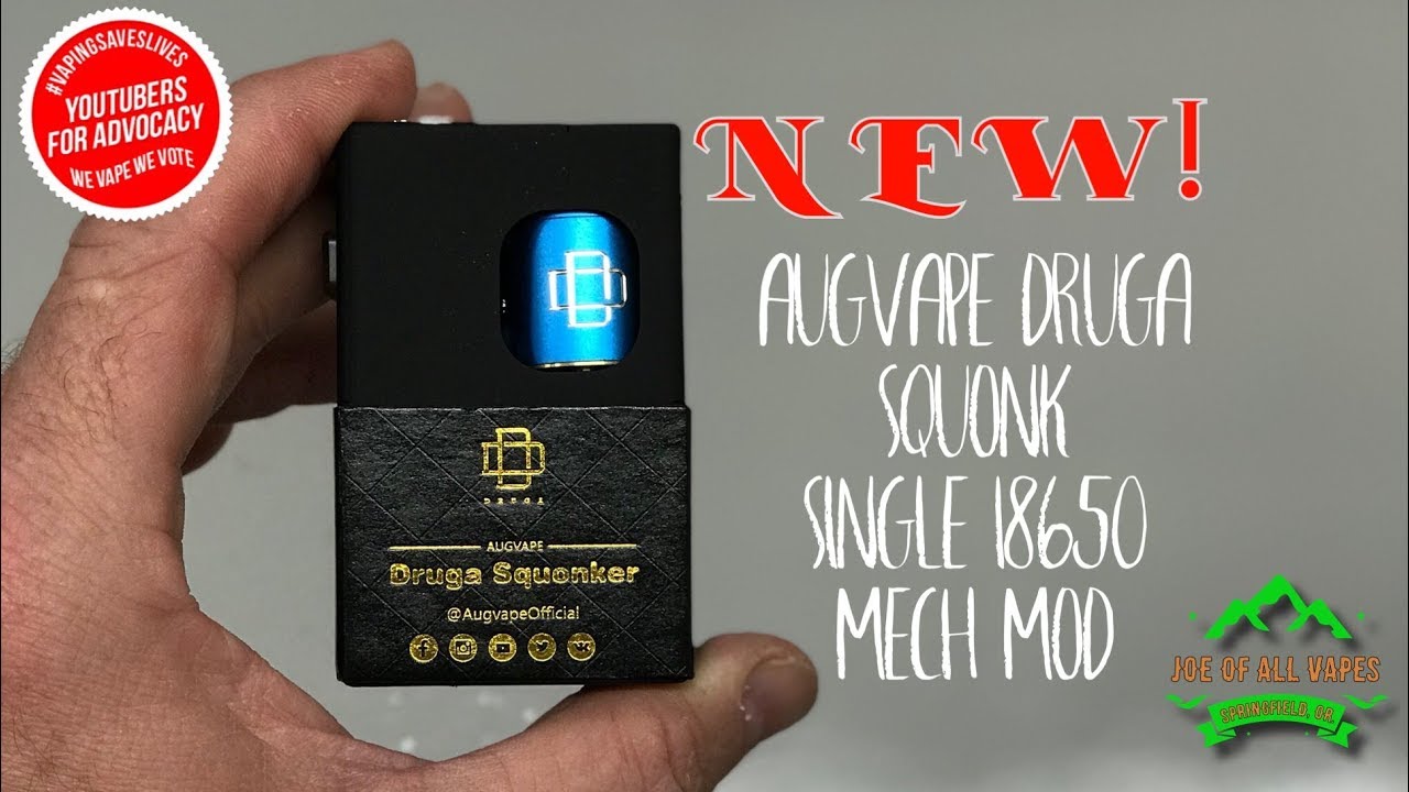 NEW Augvape Druga Squonk single 18650 mech mod and RDA review