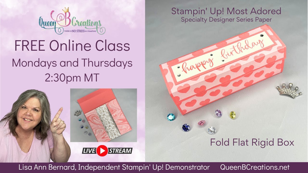 👑 Stampin' Up! Fold Flat Rigid Box using the Most Adored Specialty DSP