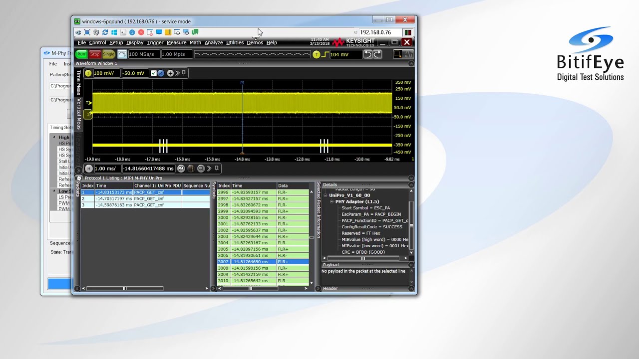 MIPI M-PHY Opt. 366/367 Frame Generator