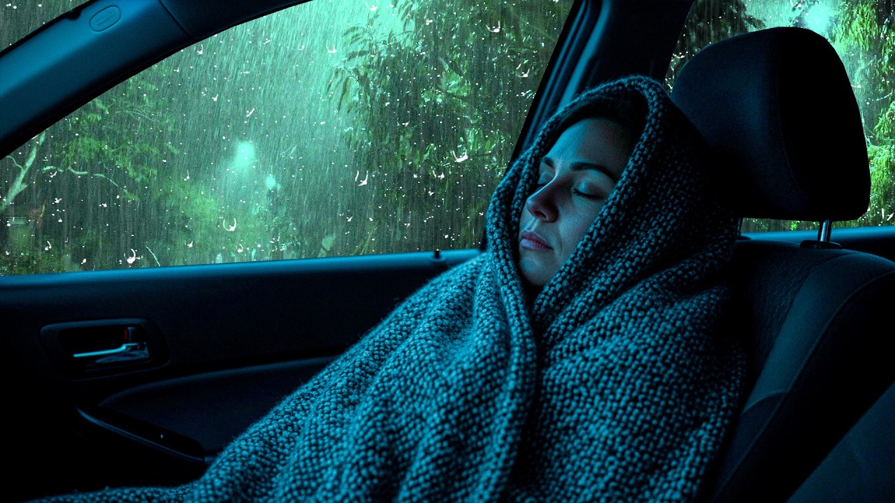 Deep Sleep Ambience 🌧️ Cozy Car Rain with Distant Thunder for Healing Sleep