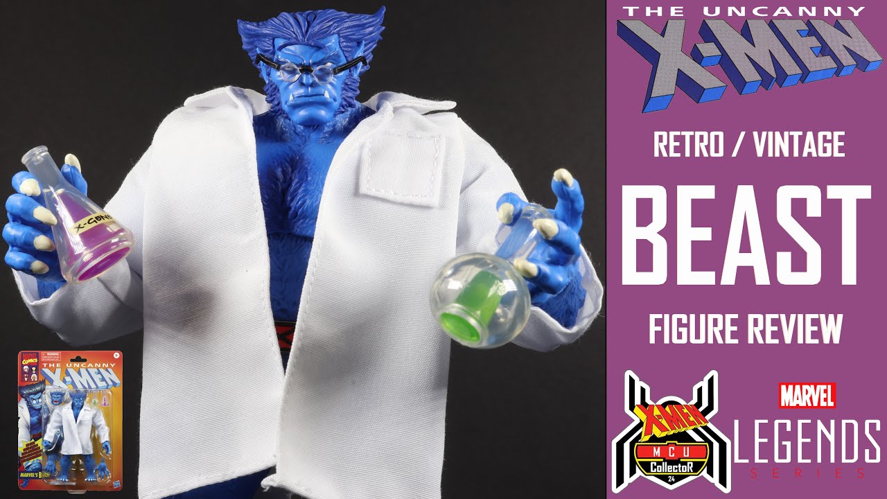 Marvel Legends Retro Blue BEAST with Lab Coat Vintage Xmen Card Hank McCoy Figure Review