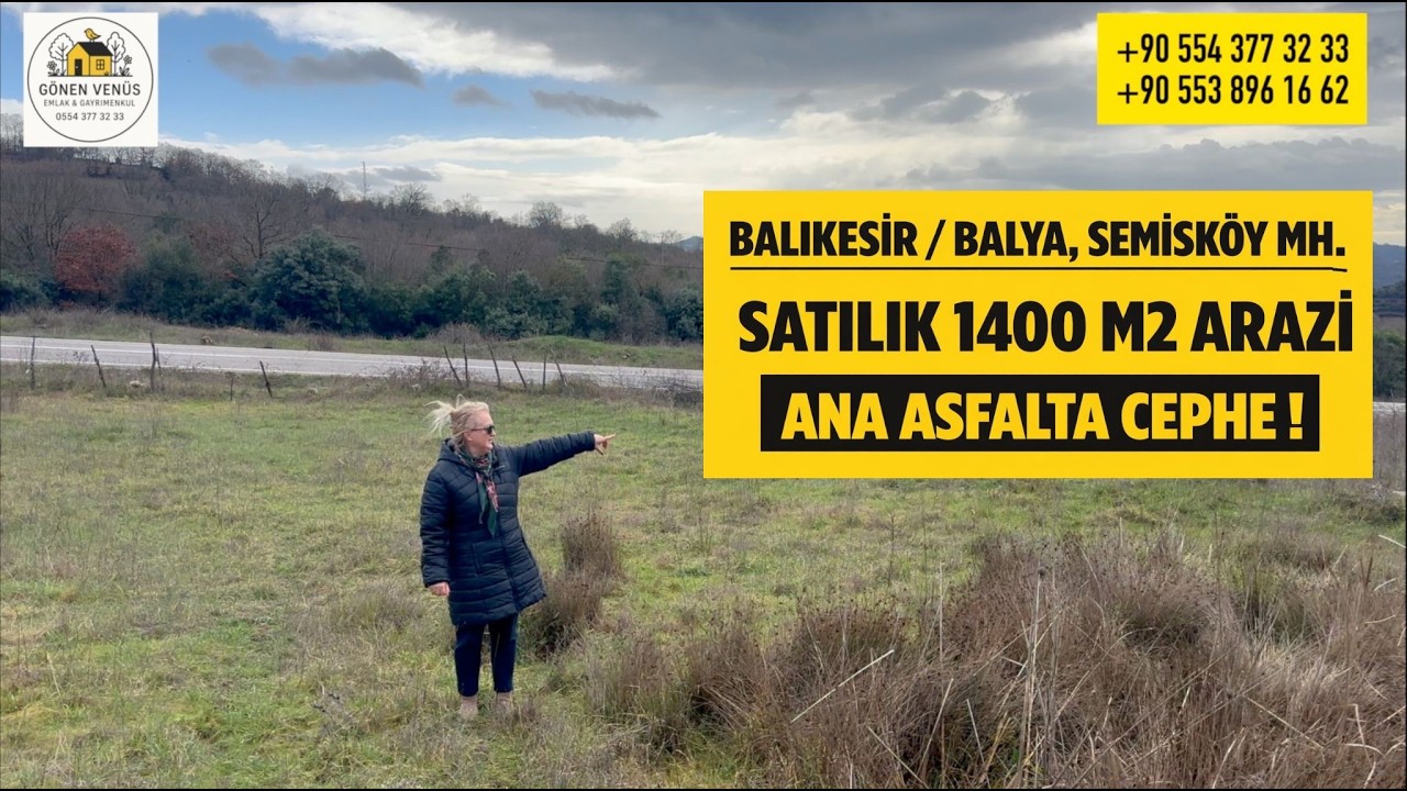 BALYA , SEMİSKÖY 950.000 Lira 1400 M2 ARAZİ , BALIKESİR