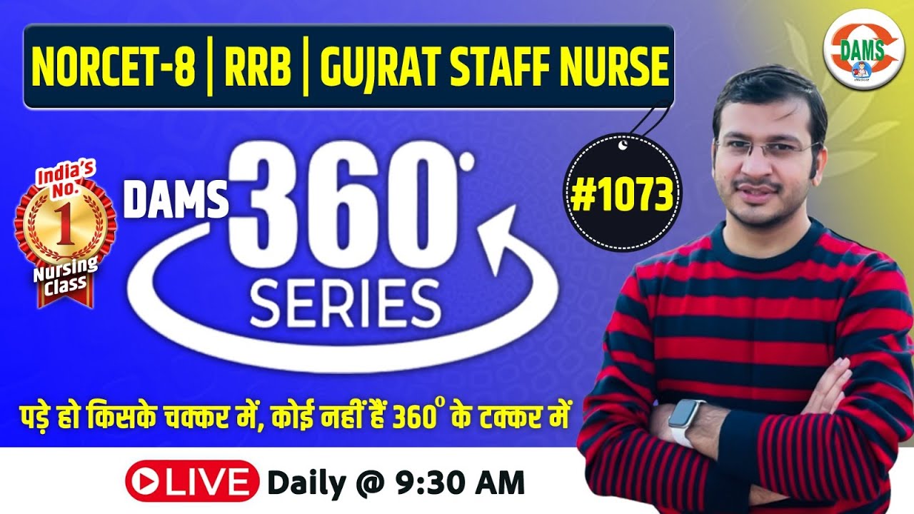 360 Degree Series 🔥| 360 Degree Most Imp MCQs #1073 | NORCET & All Nursing Exam | Siddharth Sir