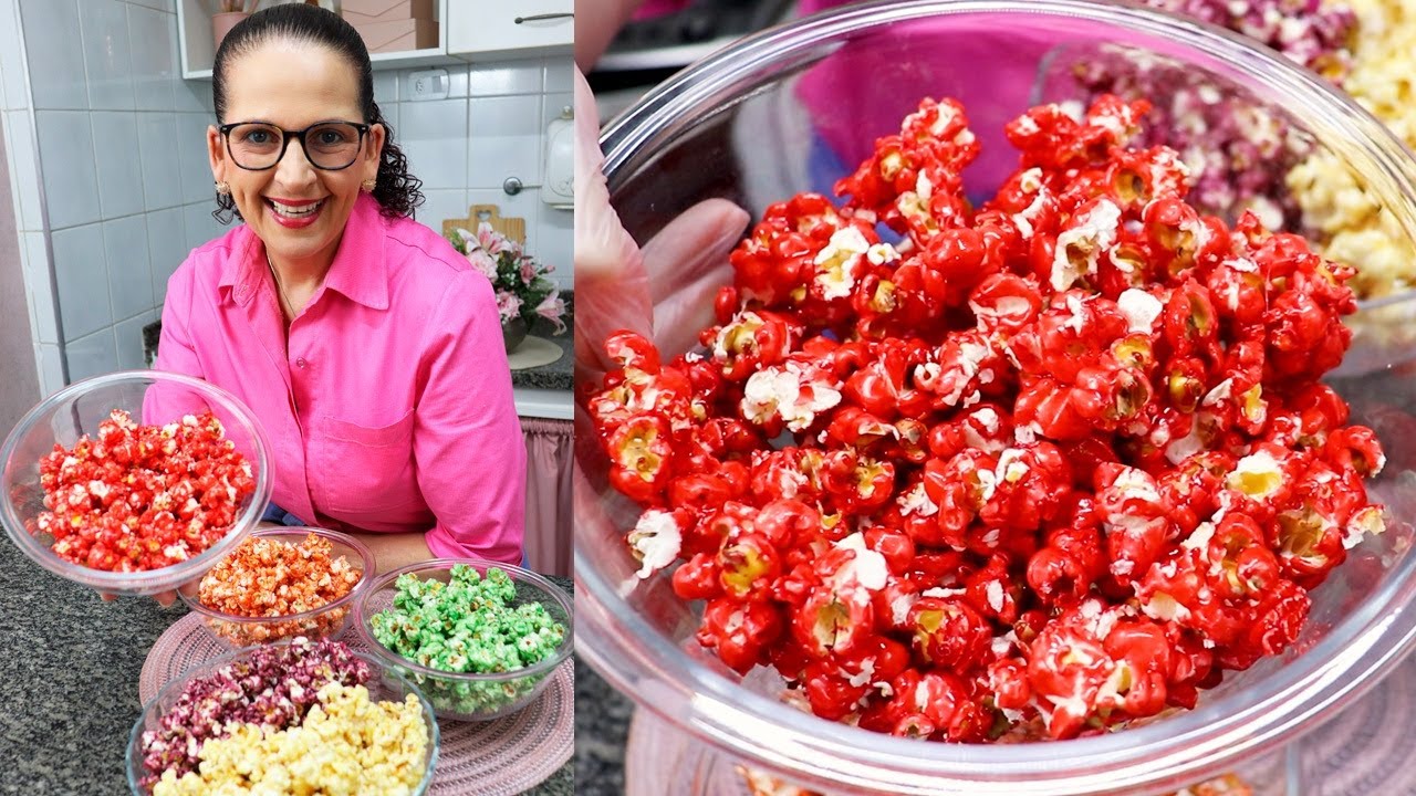 PIPOCA DOCE COLORIDA RÁPIDA E CROCANTE! TÃO FÁCIL QUE TODO MUNDO CONSEGUE FAZER! - Isamara Amâncio